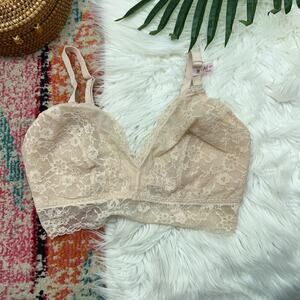 Victoria's Secret Neutral Beige Nude Sexy Lace Lightweight Bralette Curvy Medium